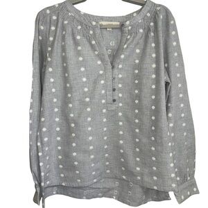 LOFT Gray Long Sleeve Relaxed Blouse
